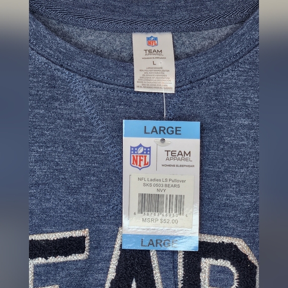Chicago Bears Women's Large Sweatshirt Sleepwear Embroidered Blue Stretch NWT - Picture 4 of 10